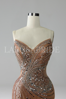 Beaded Mermaid Split Evening Dress - LAROSABRIDE