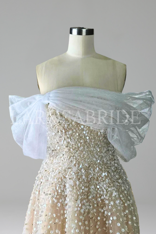 Off Shoulder Beaded Evening Dress