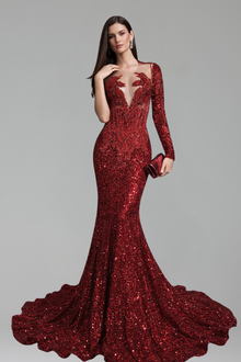 One Sleeve Sequin Mermaid Gown - LAROSABRIDE