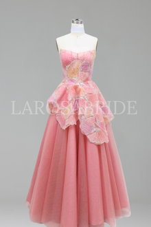 3D Floral Appliqu� Sparkly Tulle Dress - LAROSABRIDE