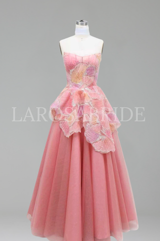 3D Floral Appliqu� Sparkly Tulle Dress - LAROSABRIDE