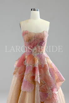 3D Floral Appliqu� Sparkly Tulle Dress - LAROSABRIDE