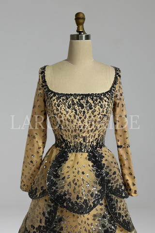 Sequin Tiered Ruffle Evening Dress - LAROSABRIDE