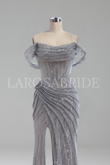 Diamond Corset Shiny Mermaid Gown - LAROSABRIDE