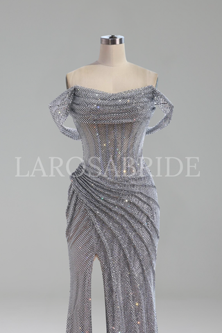 Diamond Corset Shiny Mermaid Gown - LAROSABRIDE