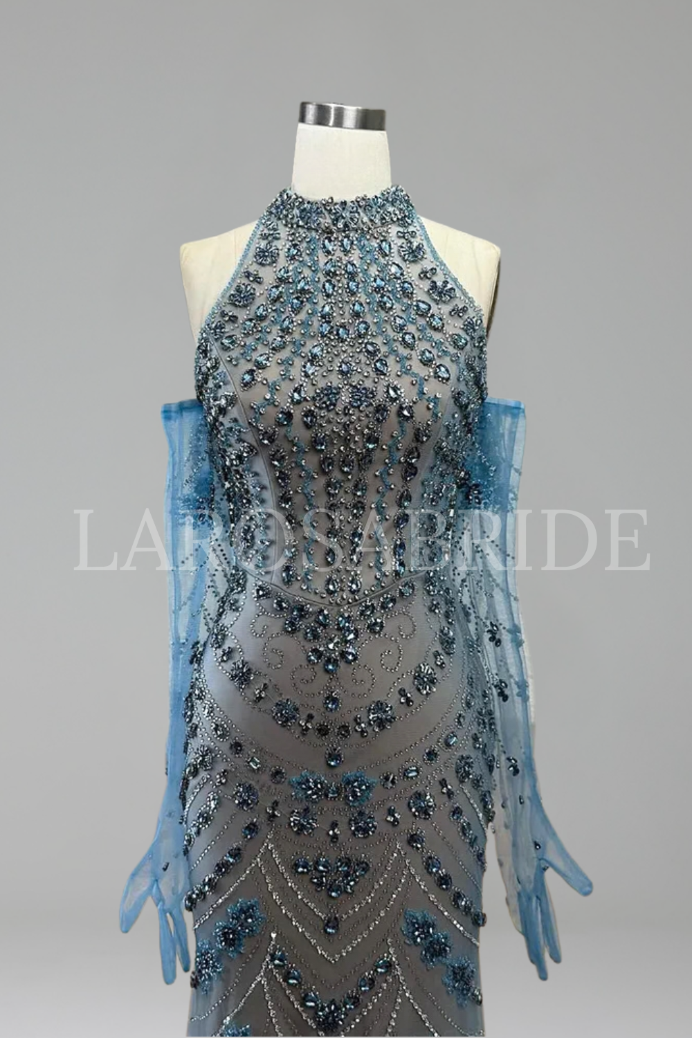 High Neck Crystal Mermaid Dress - LAROSABRIDE