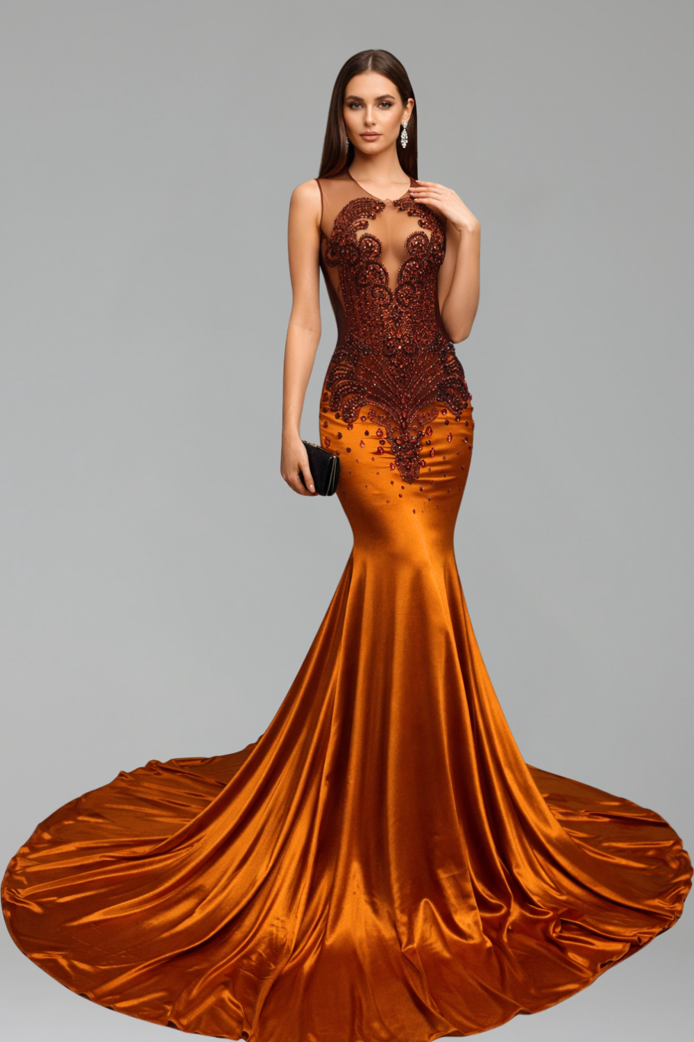 Beaded Mermaid Evening Gown - LAROSABRIDE