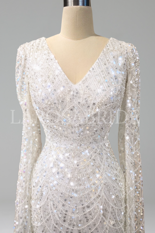 Pearl Beaded Cape Sleeve Dress - LAROSABRIDE