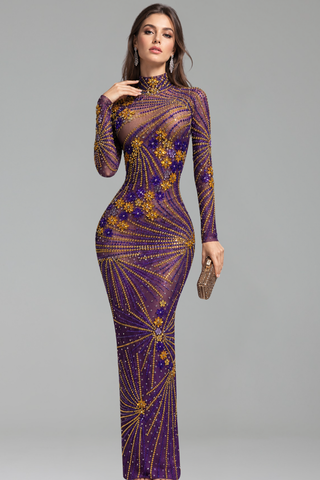 Floral Crystal Illusion Gown - LAROSABRIDE