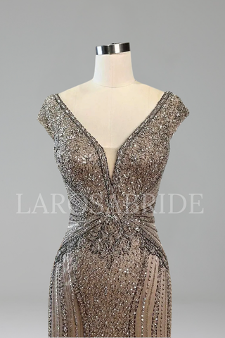 Beaded Sleeveless Mermaid Dress - LAROSABRIDE