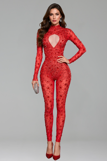 Crystal Cutout Sheer Catsuit - LAROSABRIDE
