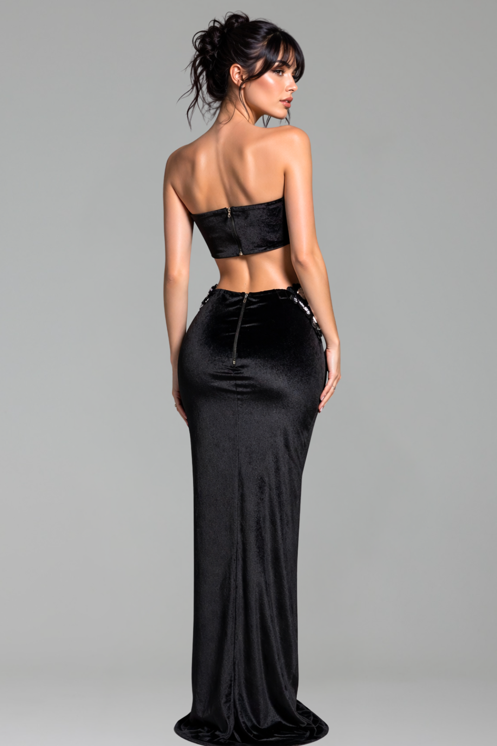 Crystal Floral Strapless Two-Piece Gown - LAROSABRIDE