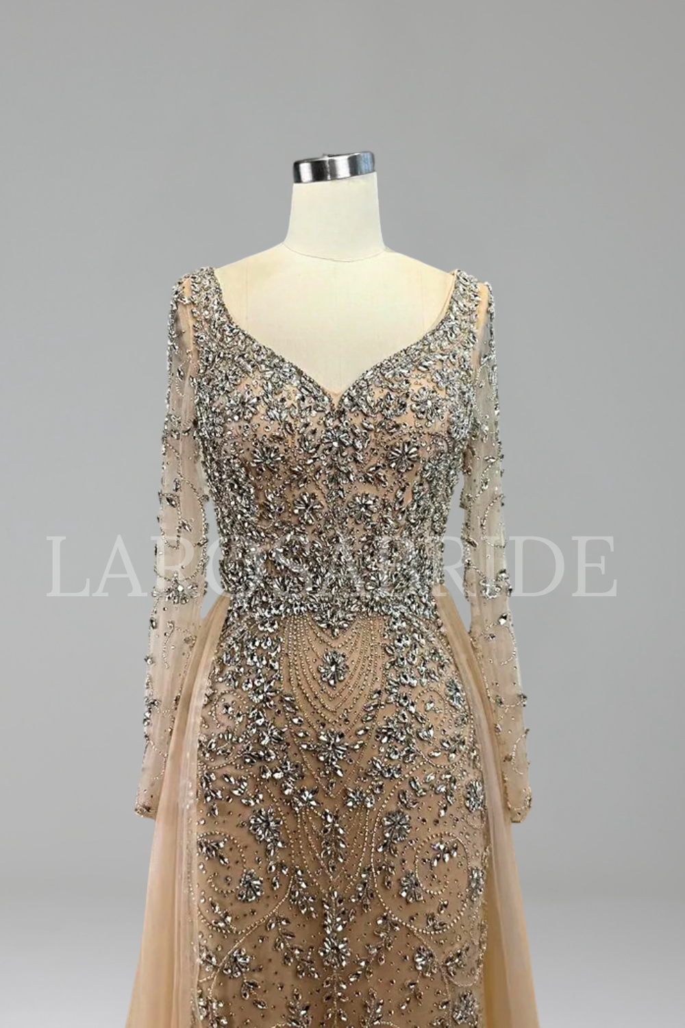 Beaded Mermaid Overskirt Dress - LAROSABRIDE