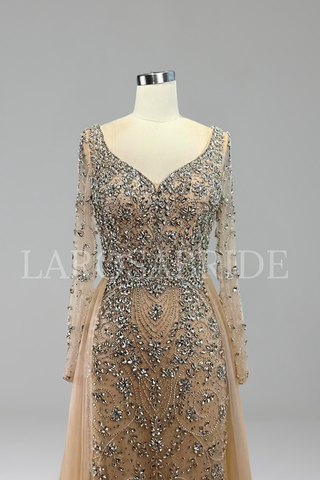 Beaded Mermaid Overskirt Dress - LAROSABRIDE