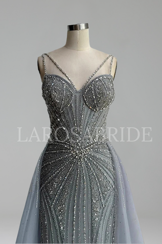 Beaded Mermaid Overskirt Dress - LAROSABRIDE
