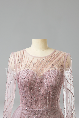 O-Neck Beaded Mermaid Gown - LAROSABRIDE