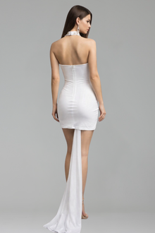 Halter Illusion Appliqu� Mini Dress - LAROSABRIDE