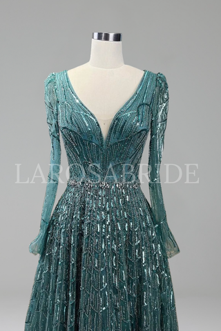 Beaded A-Line Evening Gown