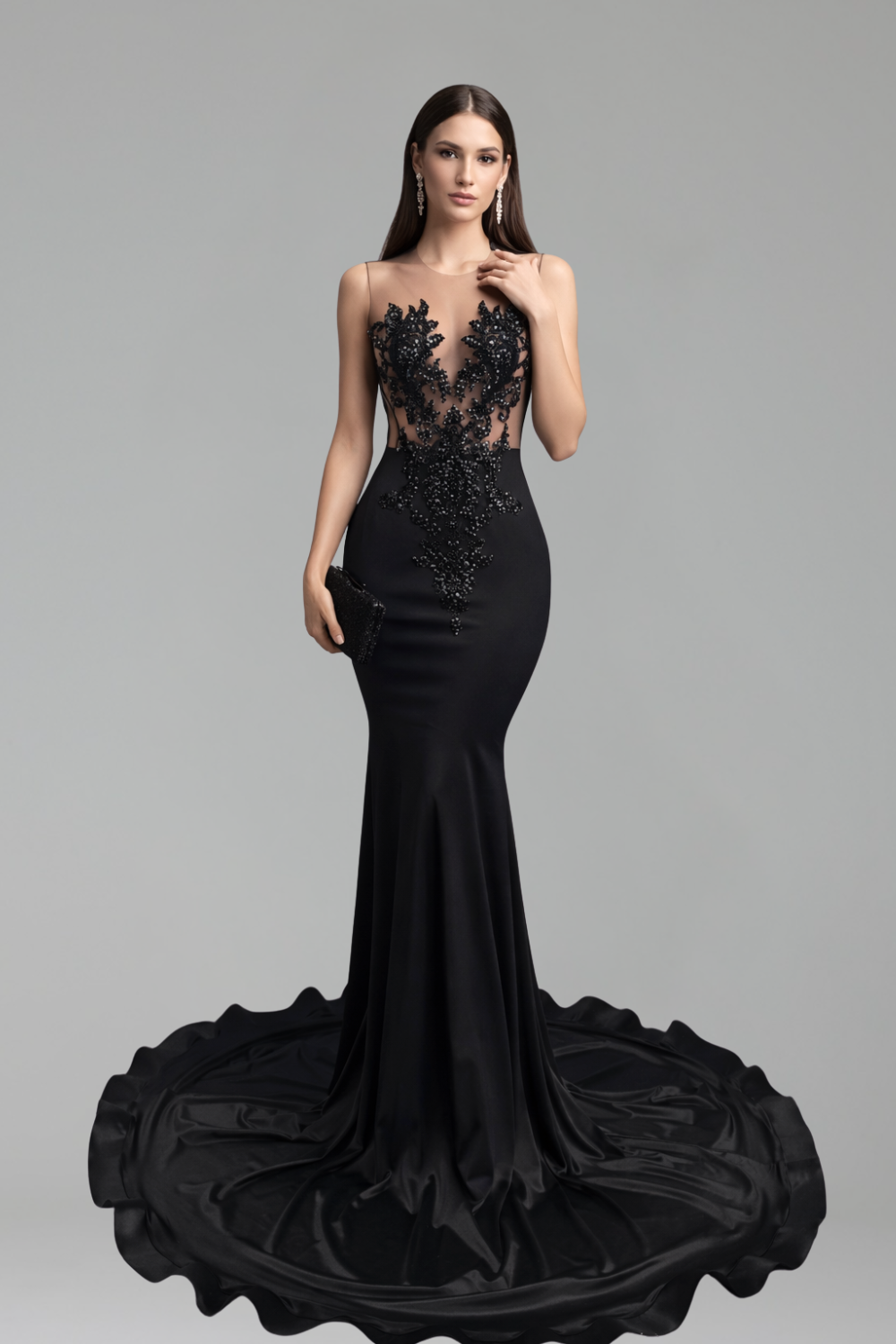 Sheer Lace Mermaid Gown - LAROSABRIDE