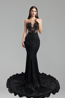 Sheer Lace Mermaid Gown - LAROSABRIDE