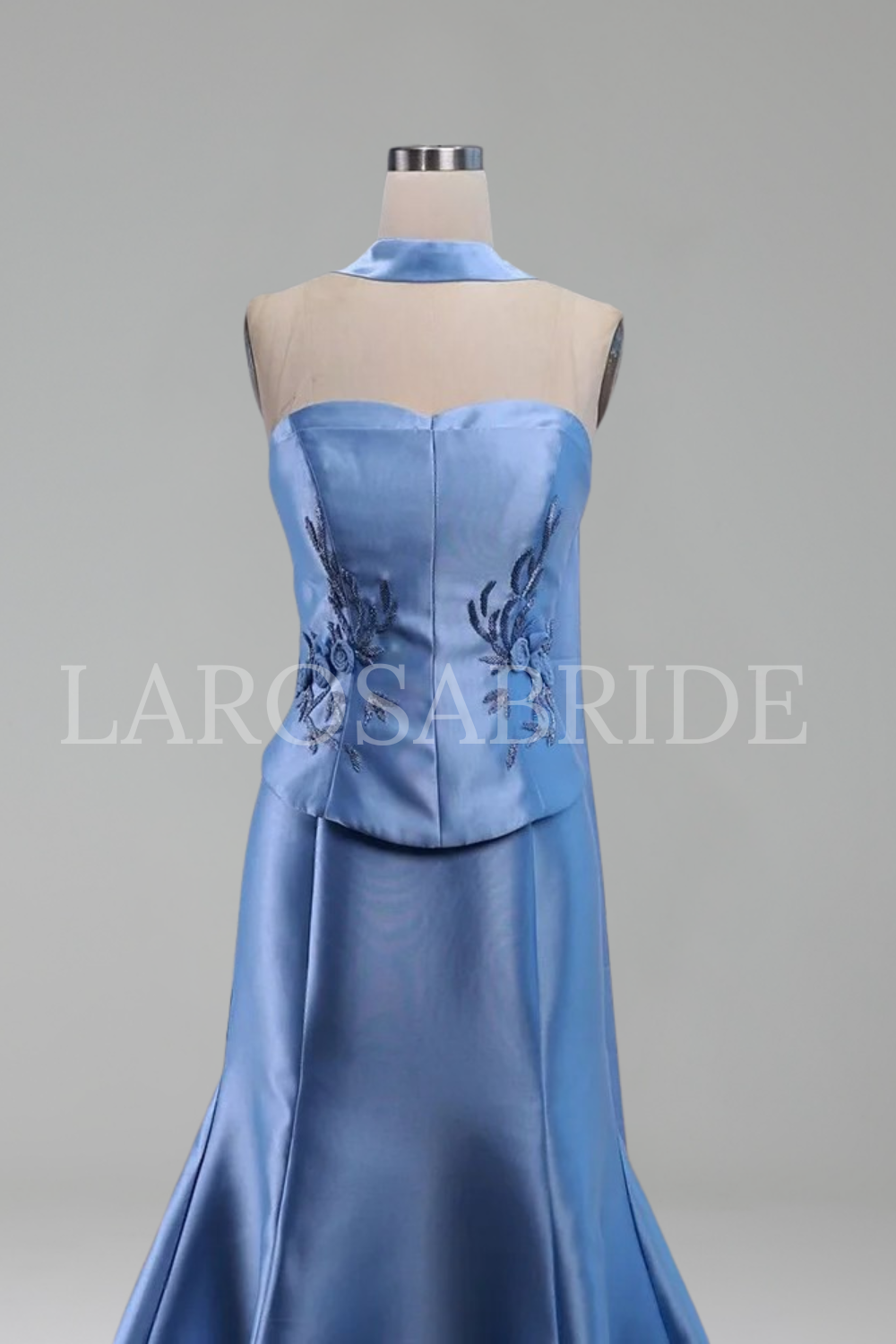 Satin Mermaid Dress with Scarf - LAROSABRIDE