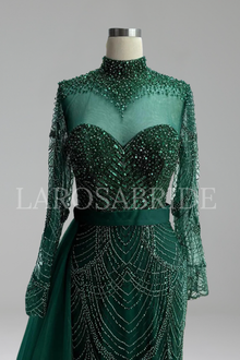 Beaded Mermaid Dress with Overskirt - LAROSABRIDE