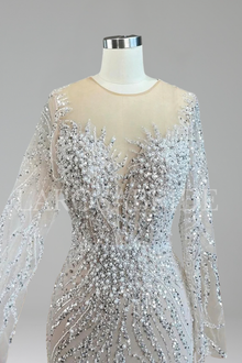 Lace Pearl Beaded Mermaid Dress - LAROSABRIDE
