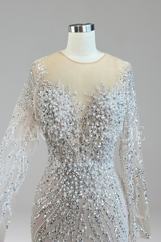 Lace Pearl Beaded Mermaid Dress - LAROSABRIDE