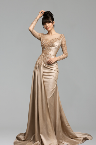 High-Neck Mermaid Gown-Larosabride