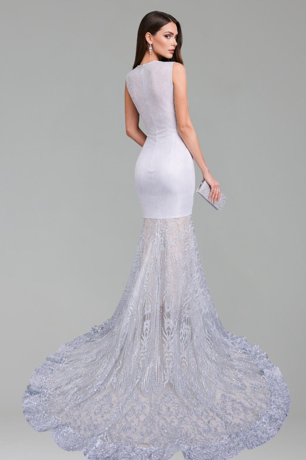 Deep V Neck Beaded Mermaid Gown - LAROSABRIDE
