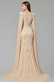Crystal Cape Evening Gown - LAROSABRIDE