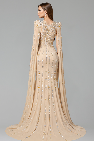 Crystal Cape Evening Gown