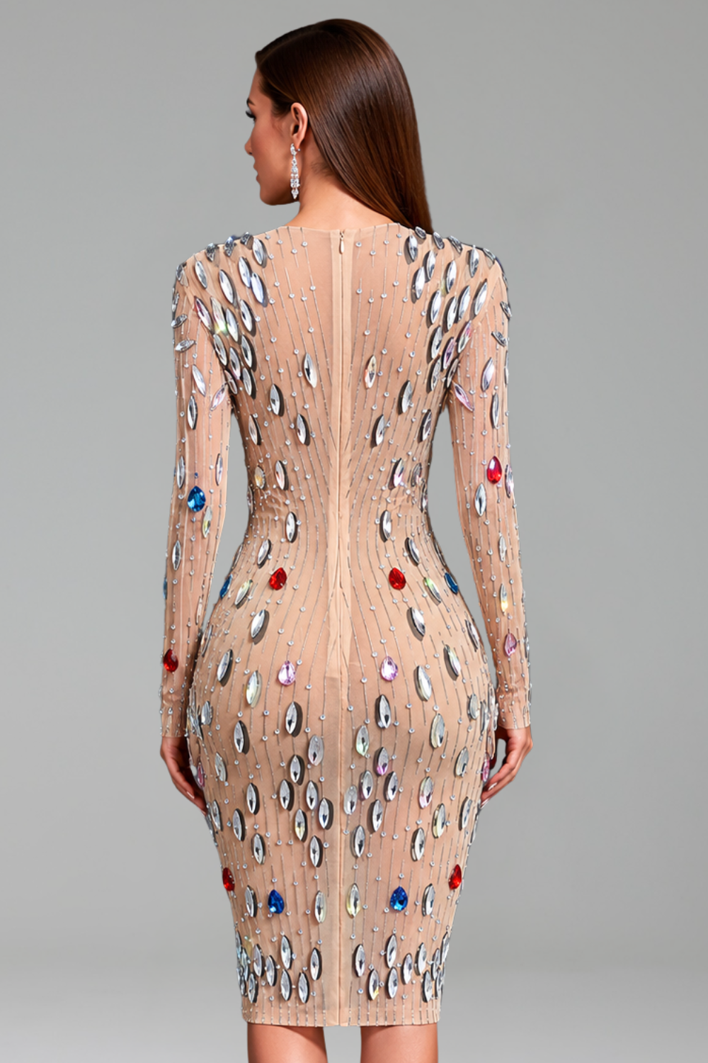 Multicolor Crystal Embellished Mini Dress - LAROSABRIDE