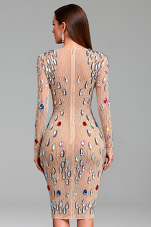 Multicolor Crystal Embellished Mini Dress - LAROSABRIDE