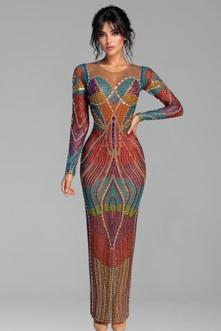 Multicolor Crystal Embellished Gown - LAROSABRIDE