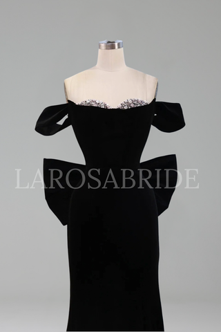 Black Off Shoulder Mermaid Dress - LAROSABRIDE