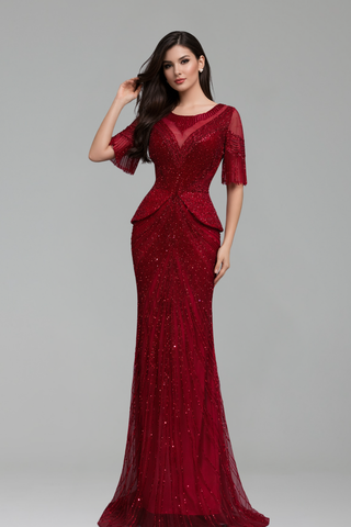 Tassel Beaded Mermaid Gown-Larosabride