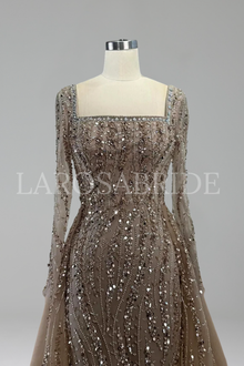 Beaded Mermaid Overskirt Gown - LAROSABRIDE