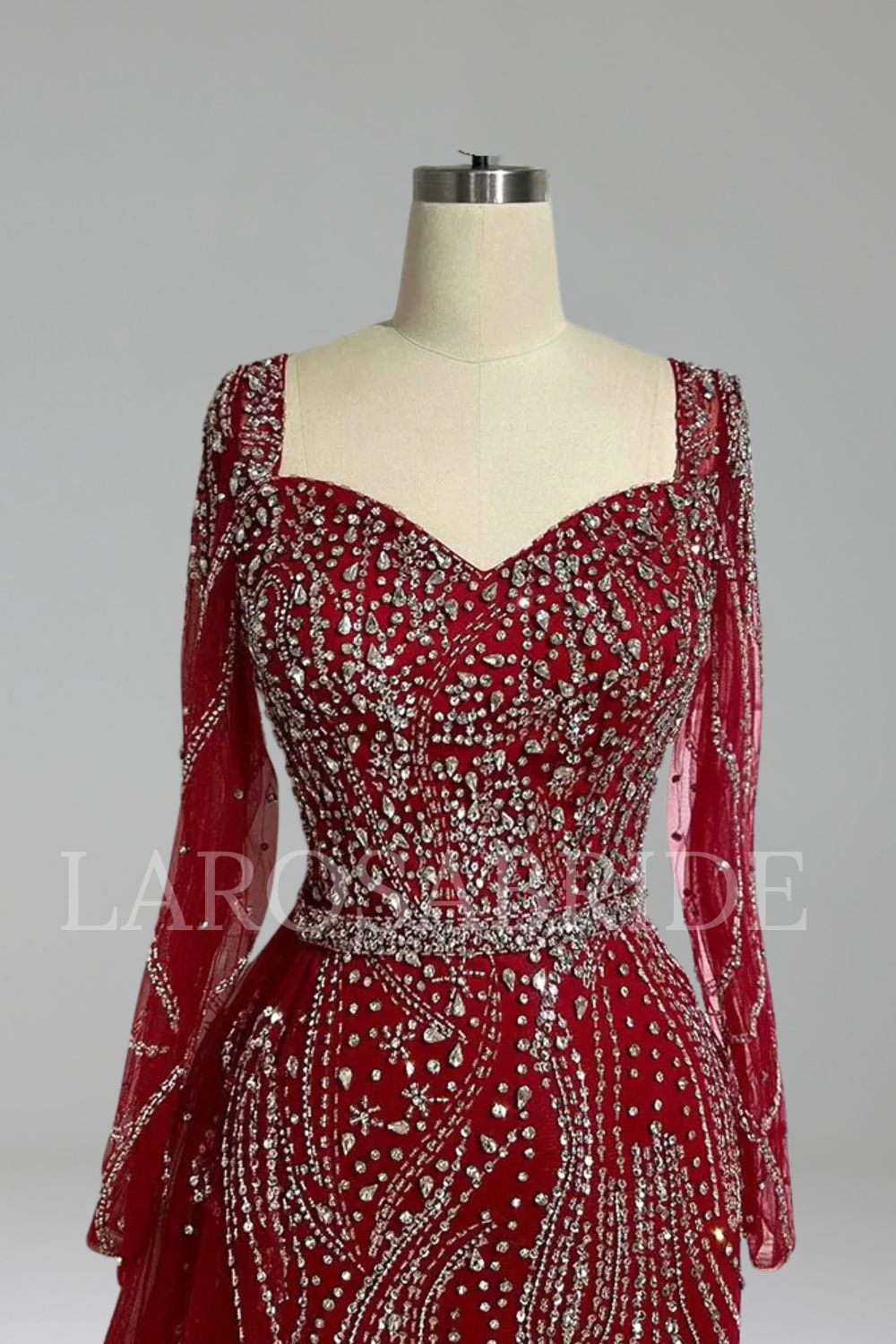 Beaded Mermaid Overskirt Dress - LAROSABRIDE