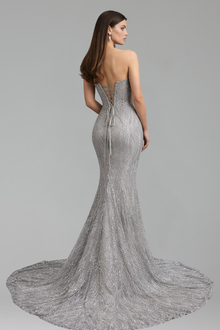 Off Shoulder Beaded Mermaid Gown - LAROSABRIDE