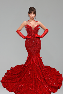 Beaded Illusion Mermaid Gown - LAROSABRIDE