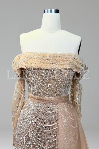 Boat Neck Mermaid Overskirt Dress