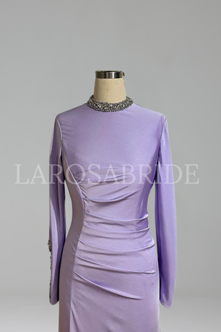 Satin Split Mermaid Evening Gown - LAROSABRIDE