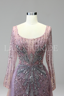 Beaded Mermaid Overskirt Split Gown - LAROSABRIDE