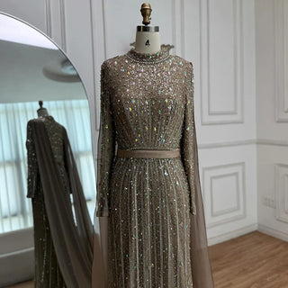 Embellished Cape Gown