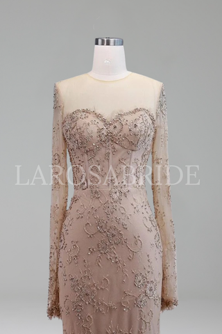Lace Beaded Mermaid Evening Dress