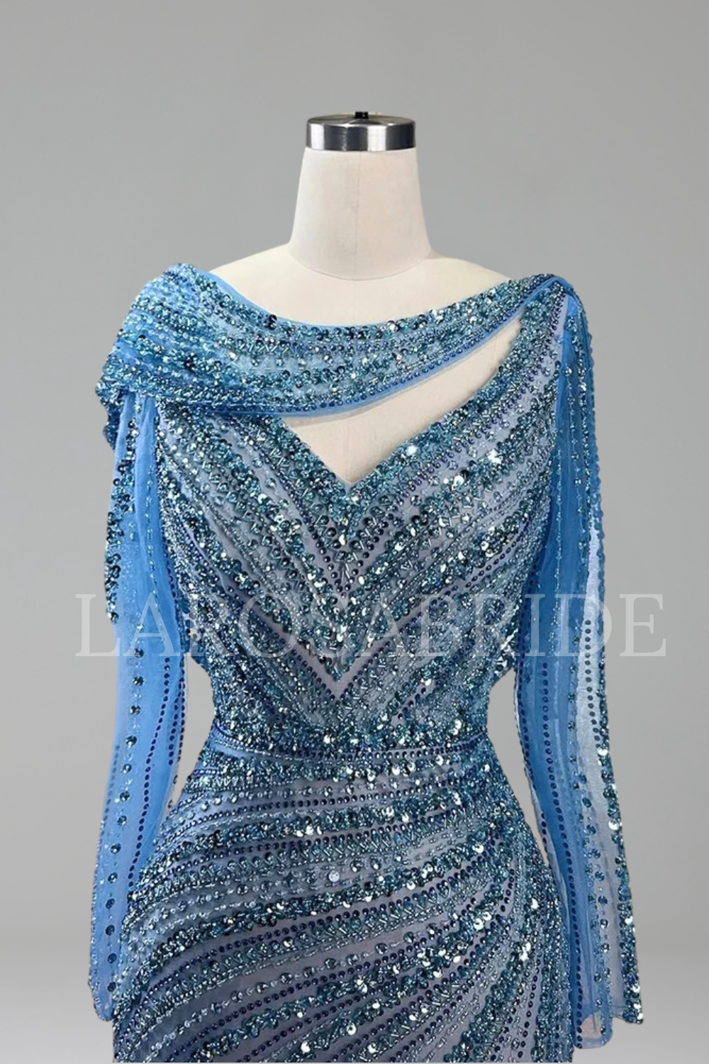 Beaded Mermaid Evening Dress - LAROSABRIDE