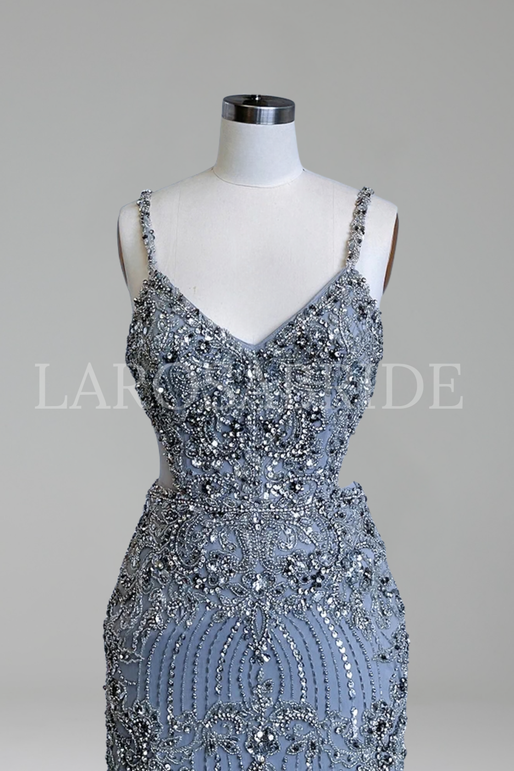 Mermaid Beaded Spaghetti Strap Gown - LAROSABRIDE