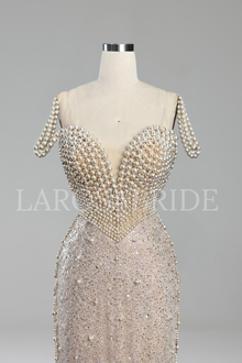 Spaghetti Strap Pearl-Beaded Mermaid - LAROSABRIDE