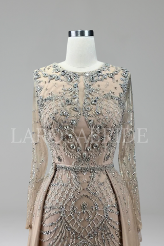 Beaded Mermaid Detachable Overskirt Dress - LAROSABRIDE